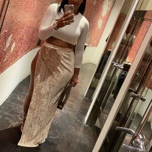 Elegant Cream Maxi Skirt